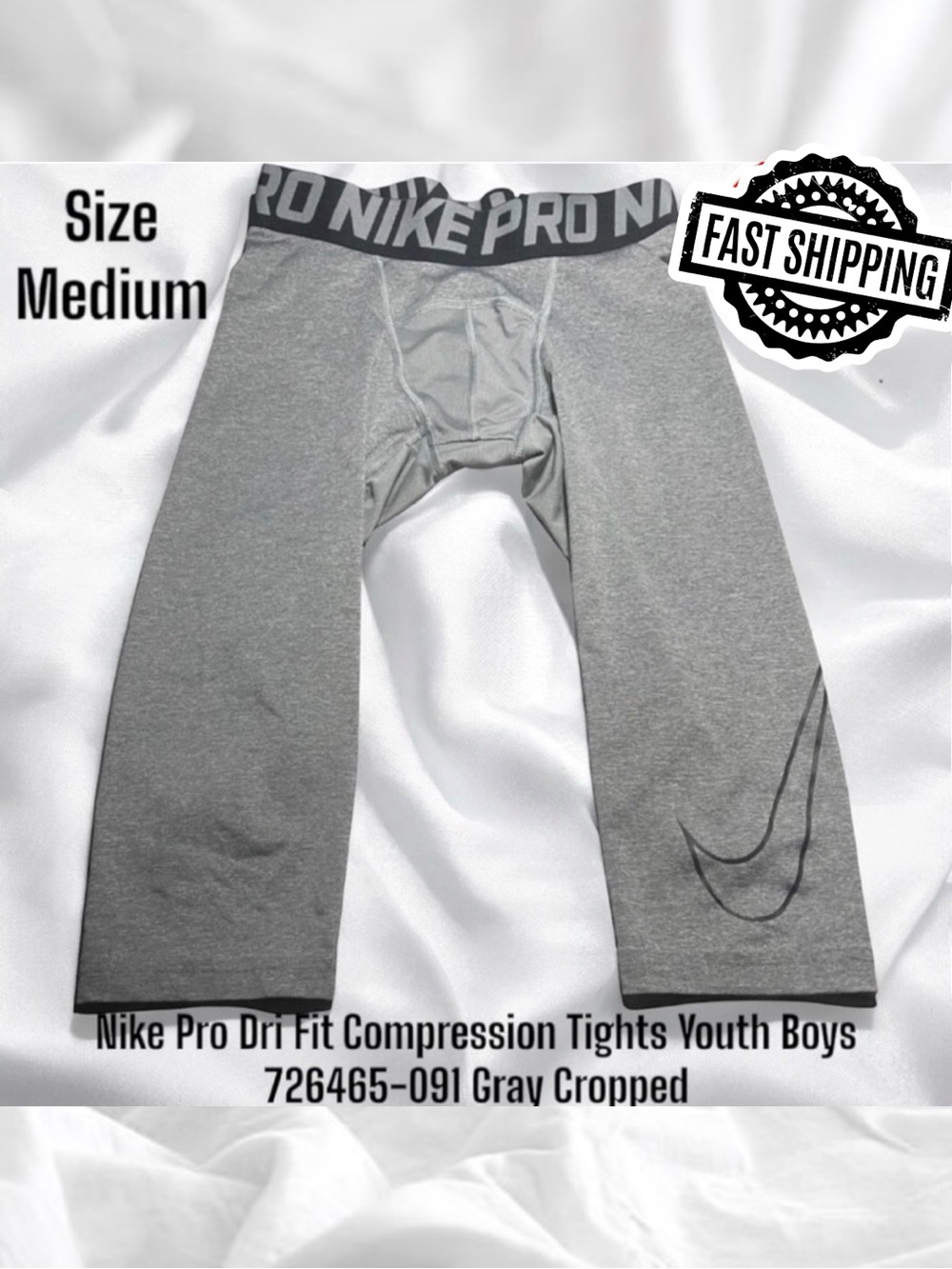 Nike Pro Dri Fit Compression Tights Youth Boys Size Medium 726465-091 Cropped
